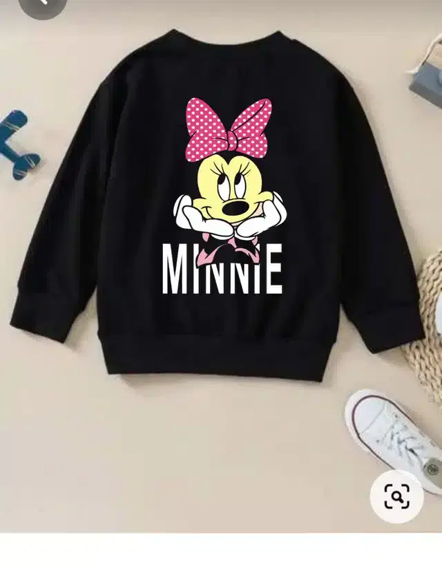 Fleece Printed Sweatshirt for Girls (Black, 4-5 Years)