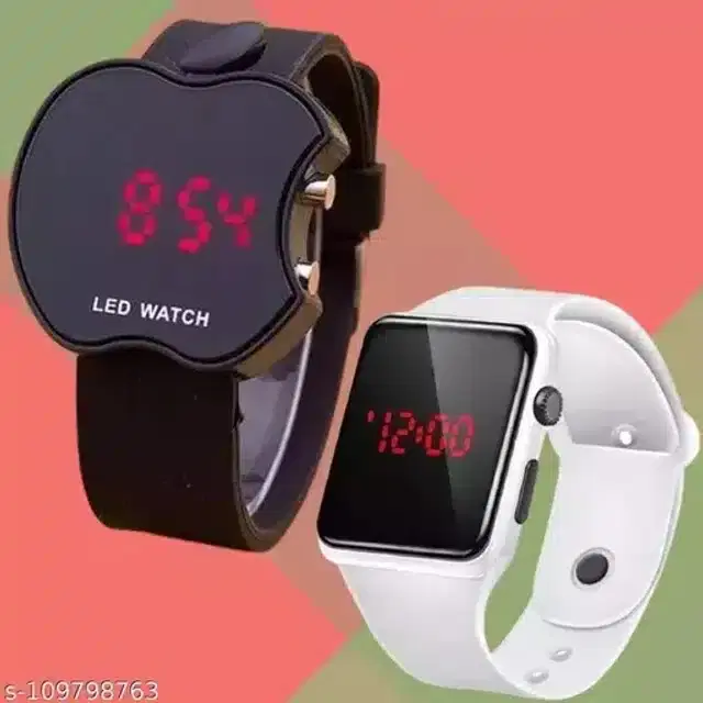 Digital Watch for Kids, Pack of 2 (Black & White)