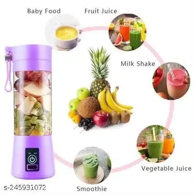 Rechargeable Juicer Mixer Grinder for Kitchen, Purple, 380 ml