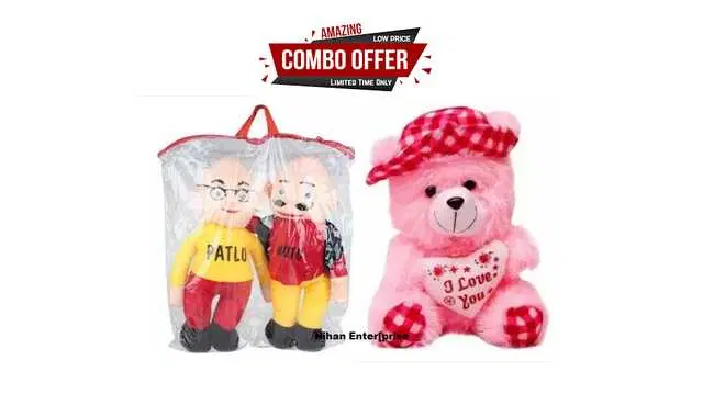 Nihan Gift Gallery Soft Toys combo for Birthday Gift for Kids, Multicolor, Pack Of 2, NG-10
