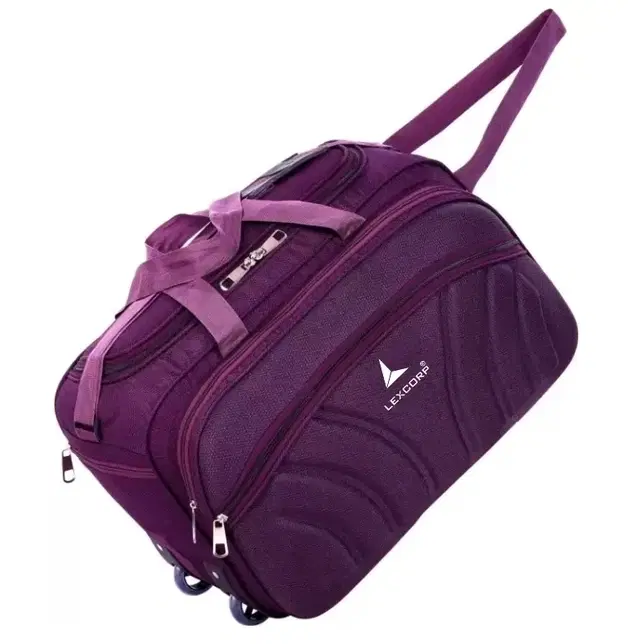 Polyester Trolley Duffel Bag, Vertical Design with Outer Zip, Purple [65 L]
