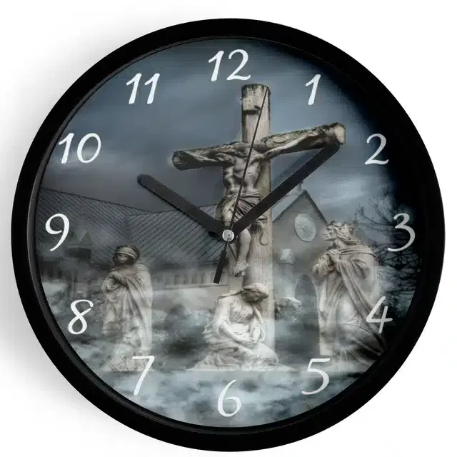 Plastic Jesus Printed Wall Clock, Multicolor, 10x10 Inches