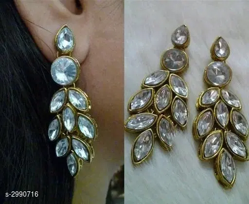 Alloy Kundan Earring for Women & Girls, White