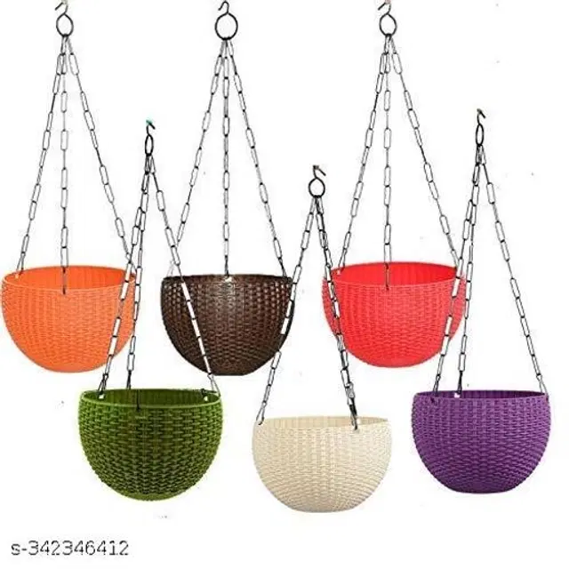 Plastic Hanging Planter, Multicolor, Pack of 6