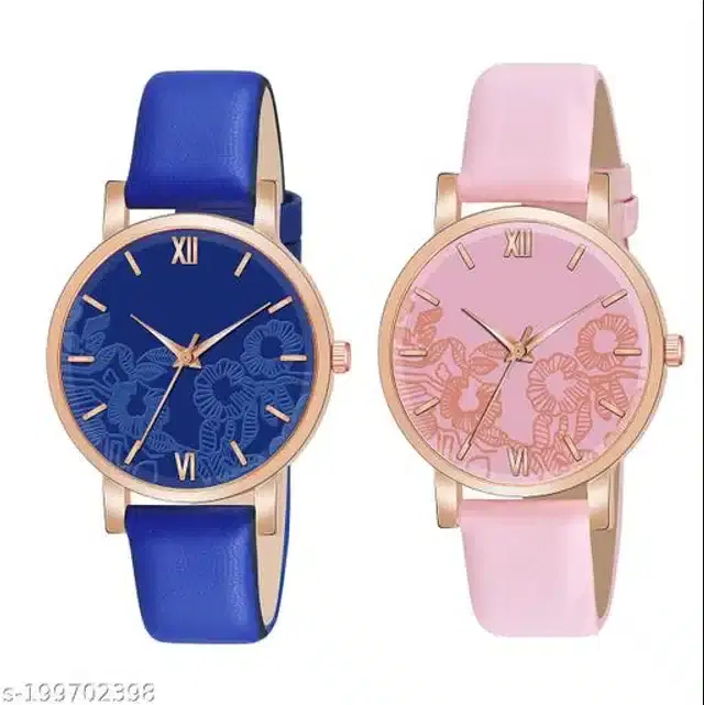 Analog Watch for Women, Pack of 2 (Multicolor)