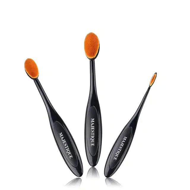 Oval Makeup Brush, Set of 3, Black