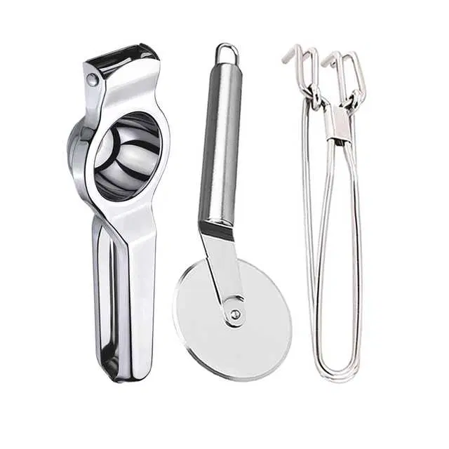 Oc9 Stainless Steel Lemon Squeezer & Pizza Cutter & Pakkad Kitchen Tool Set, O-33