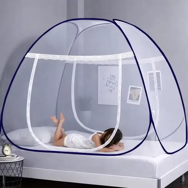 Double Bed (6 feetX6 feet) Polyester Foldable Mosquito Net