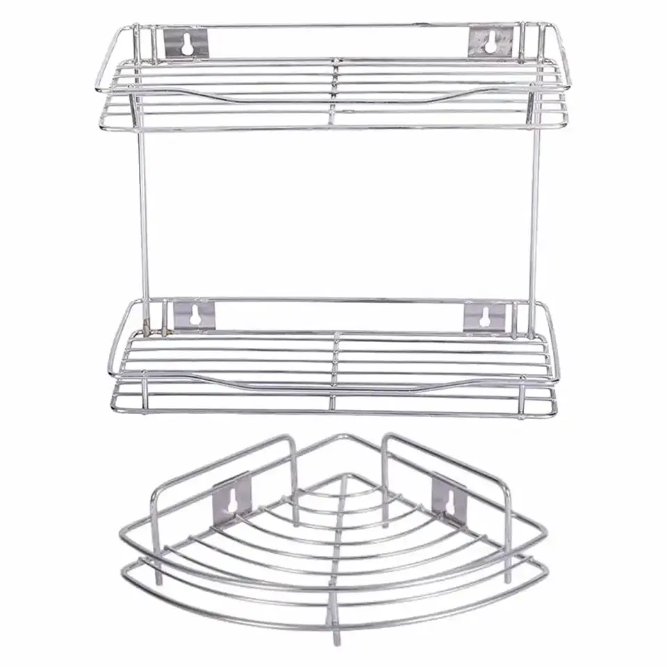 Oc9 Stainless Steel Wall Shelve Rack 12X6X12 Inch & 9X9 Inch Corner Shelf