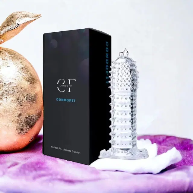 Crystal Dotted Reusable Condom for Men, Transparent