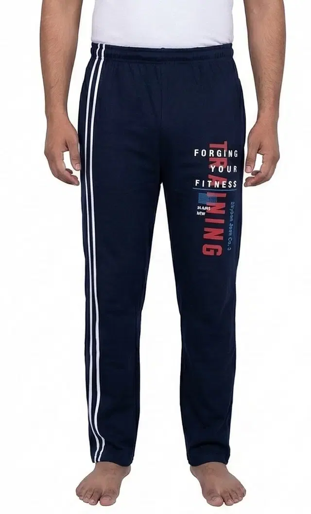 Cotton Abstract Track Paints For Men, Navyblue (M)