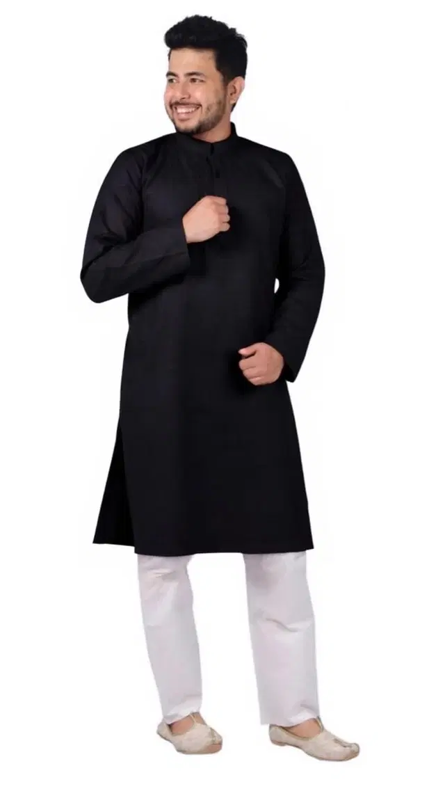 Embroided Kurta Set for Men, Black (XXL)