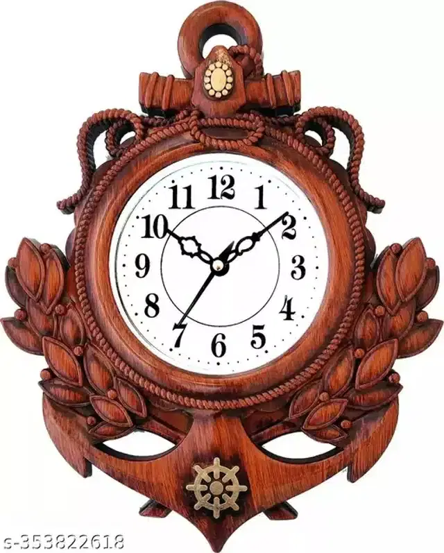 Plastic Analog Wall Clock, Brown & White