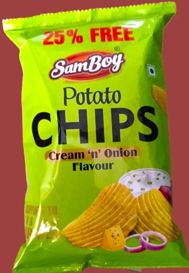 Samboy Cream N Onion Chips 10X45 g - Pack of 10