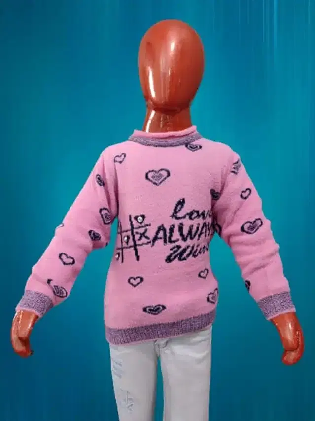 Wool Self Design Sweater for Girls (Light Pink, 4-5 Years)