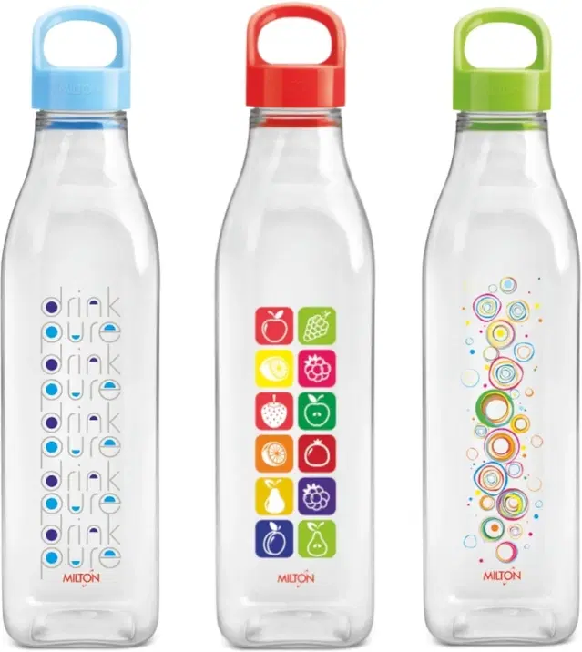 Milton Plastic Water Bottles, Pack of 3, Multicolor, 1000 ml
