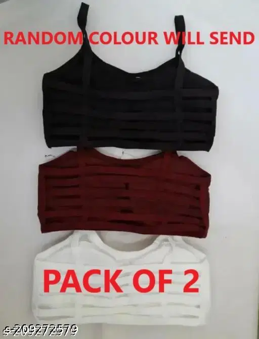 Cotton Blend Solid Bras for Women, Assorted, Pack of 2 (32B)