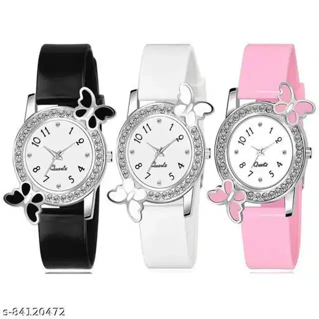 Analog Watch for Women, Pack of 3 (Multicolor)