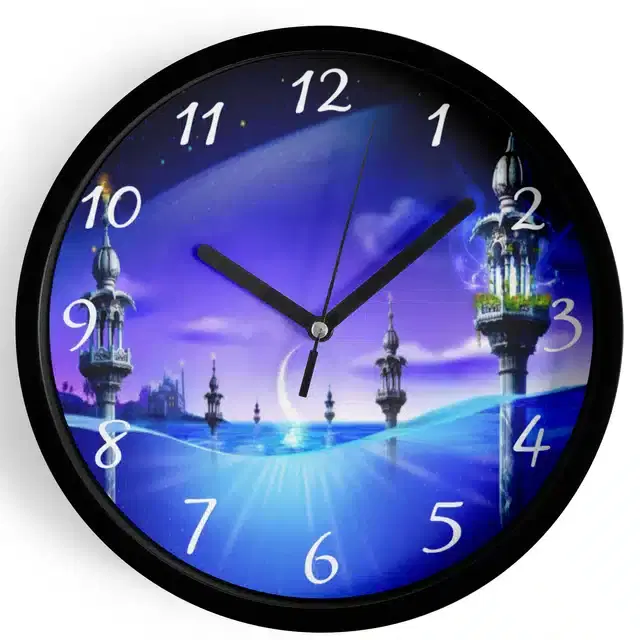 Plastic Islamic Allah Printed Wall Clock, Multicolor, 10x10 Inches