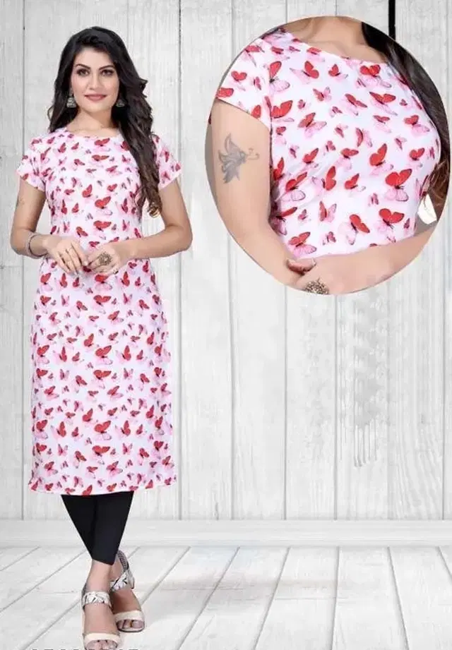 Printed Kurti for Women, Pink (S)