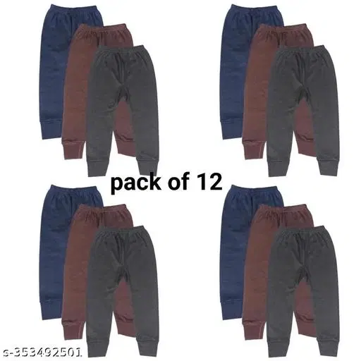Woolen Thermal Bottomwear for Kids, Pack of 12 (Multicolor, 0-3 Months)