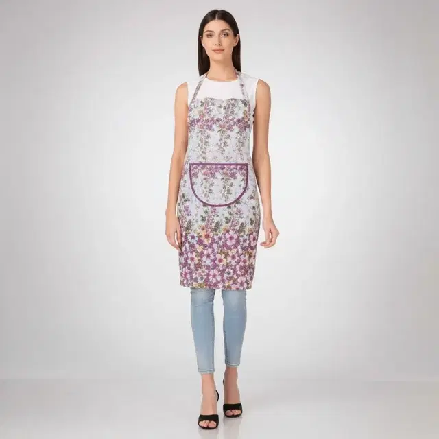 Krishna E Quilted Pink Flower Apron 68x58cms, Pack of 1