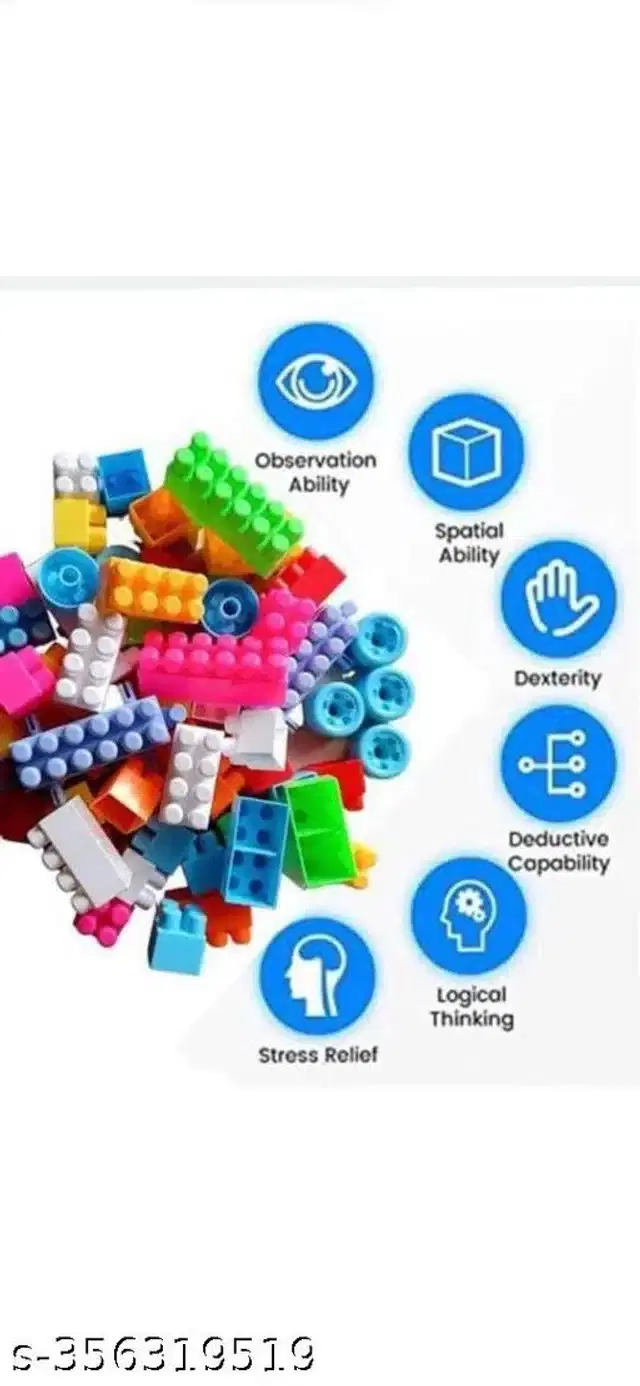 Plastic Block Toys for Kids, Multicolor, Set of 100