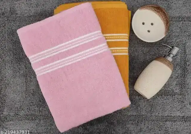 Cotton Bathing Towel, Pink & Yellow, Pack of 2