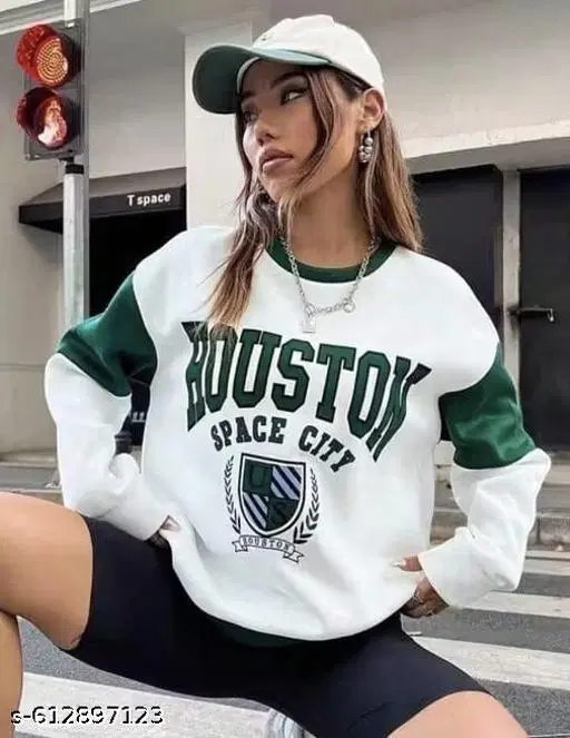 Fleece Sweatshirt for Women, White (XS)