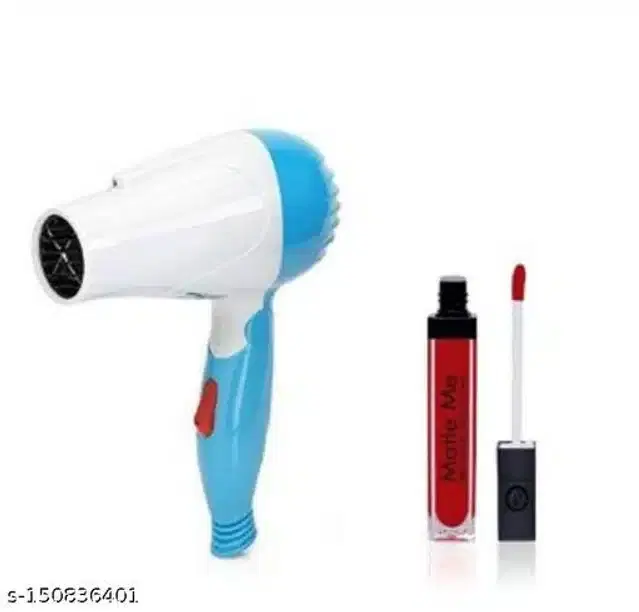 Combo of Hair Dryer with Lipstick, Multicolor, Set of 2