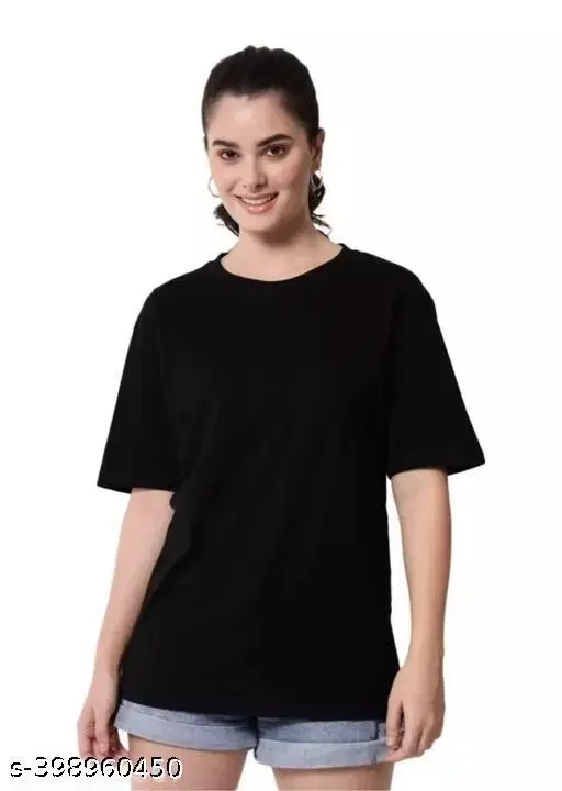Cotton Blend T-shirt for Women, Black (L)