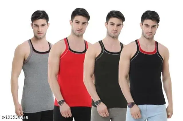 Cotton Vests for Men, Pack of 4 (Multicolor, XXL)