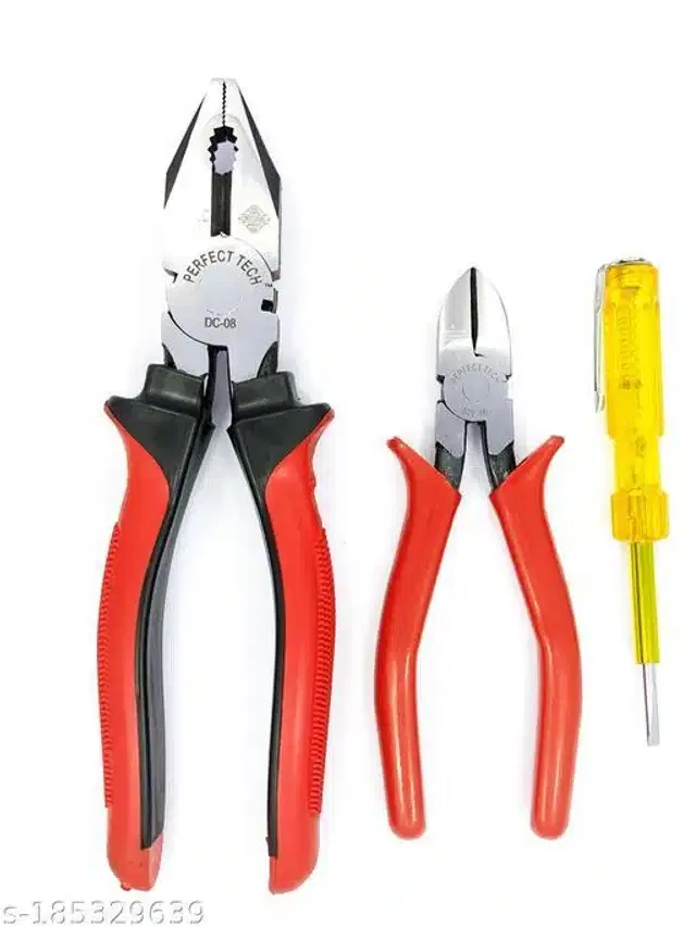 Hand Tool Kit, Set of 3, Red & Yellow