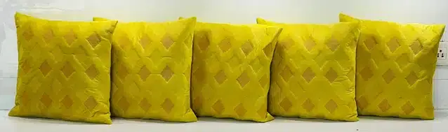 Polyester Cushion Covers Set, Pack of 5, Yellow, 16x16 Inches