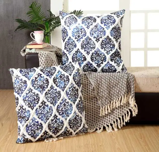 Cushion cover with zip Closure, Set of 2, 24 X 24 Inches, Multicolor, A-321