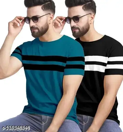 Cotton Blend T-shirt for Men, Multicolour, Pack of 2 (XS)