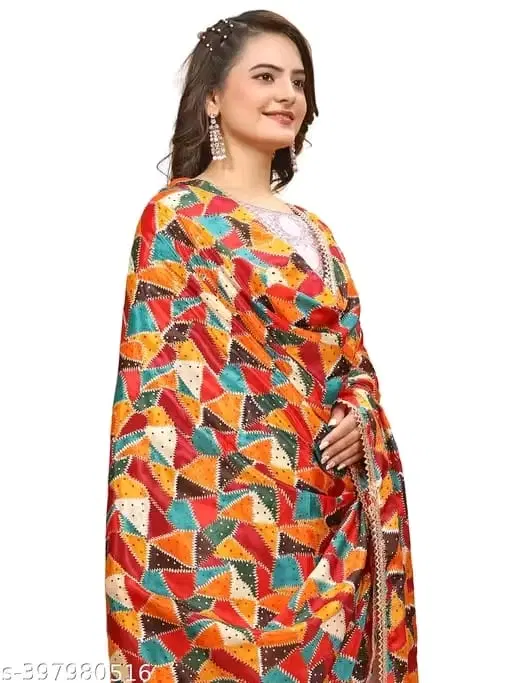 Chinon Printed Dupatta for Women (Multicolor, 2.2 m)