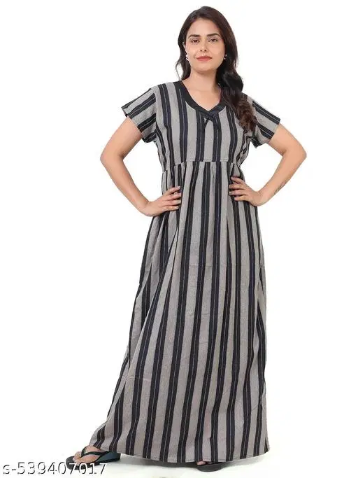 Satin Soft & Attractive Nightdress for Women & Girls , Black (M)