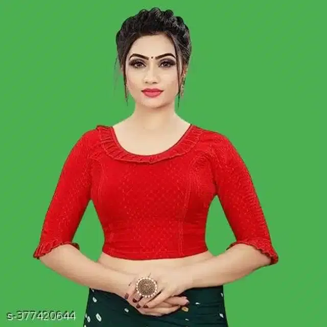 Three-Quarter Sleeves Blouse for Women (Red, 28)