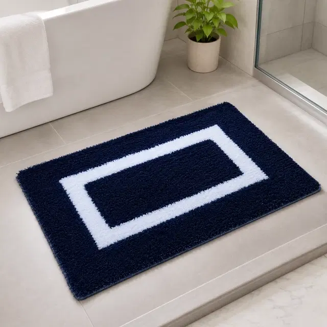 Qaleen Microfiber Bath Mat [16x24 Inc] Blue