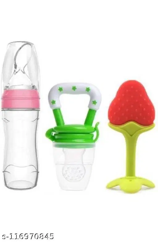 Baby Useful Multipack Of Spoon Feeder ,Food Feeder,And Silicone Safe Teether