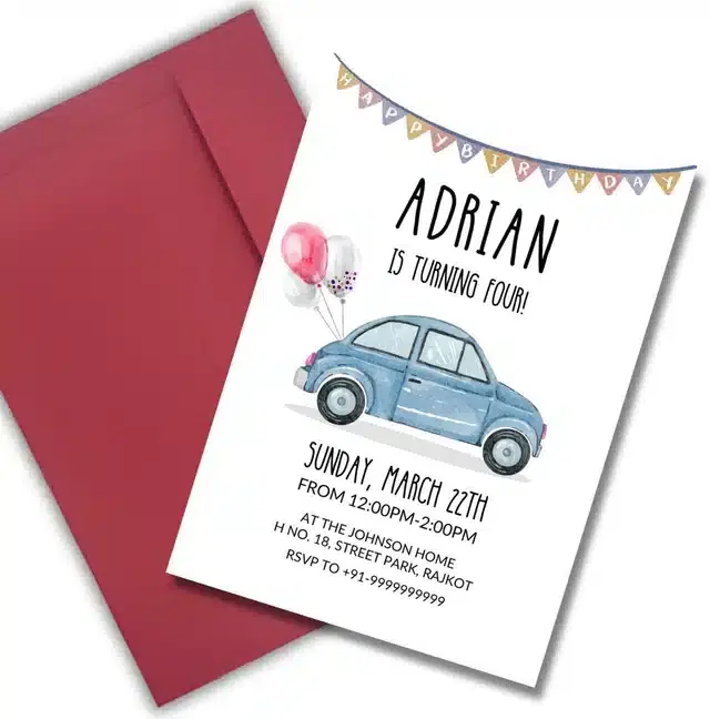Birthday Party Greetings with Envelope, Multicolor