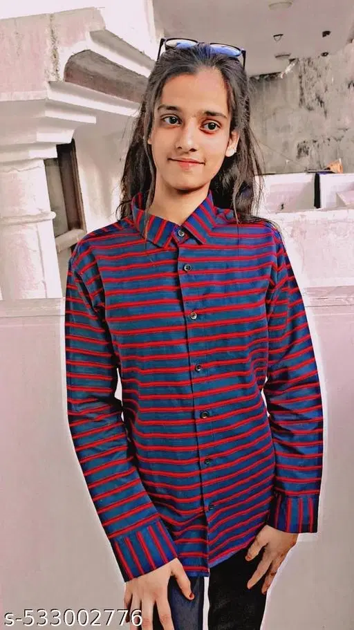 Cotton Blend Printed Shirt for Women, Purple (S)