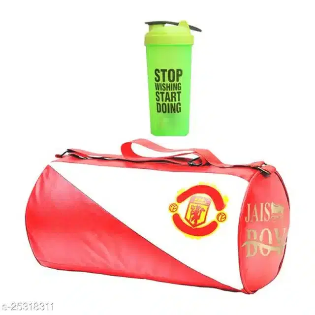 Combo of Gym Bag with Shaker Bottle, 500 ml, Multicolor, Set of 2