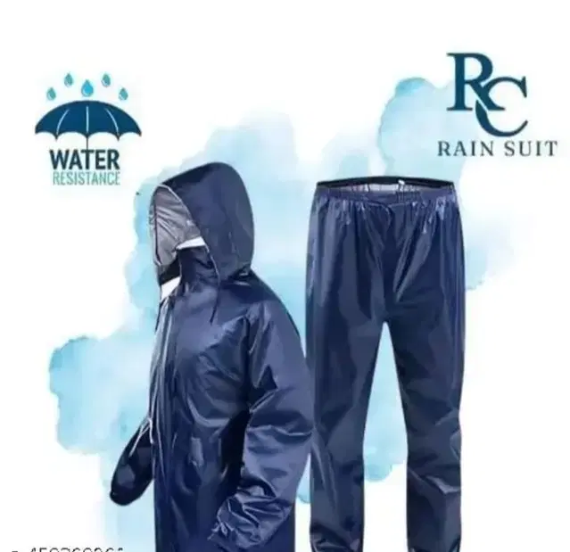 Polyester Solid Rainsuit for Men, Black, XL