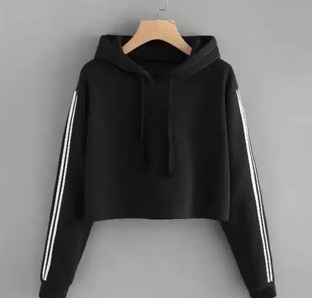 Solid Sweatshirt for Women (Black, M)
