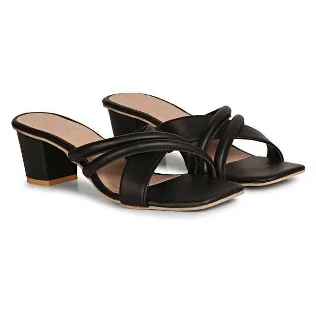 Zakozee Heels for Women, Black & Beige (5)