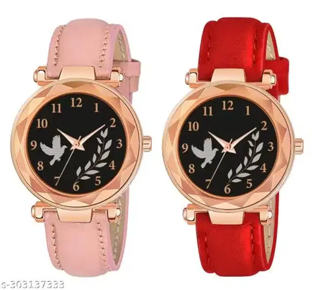 Analog Watch for Women, Pack of 2 (Multicolor)