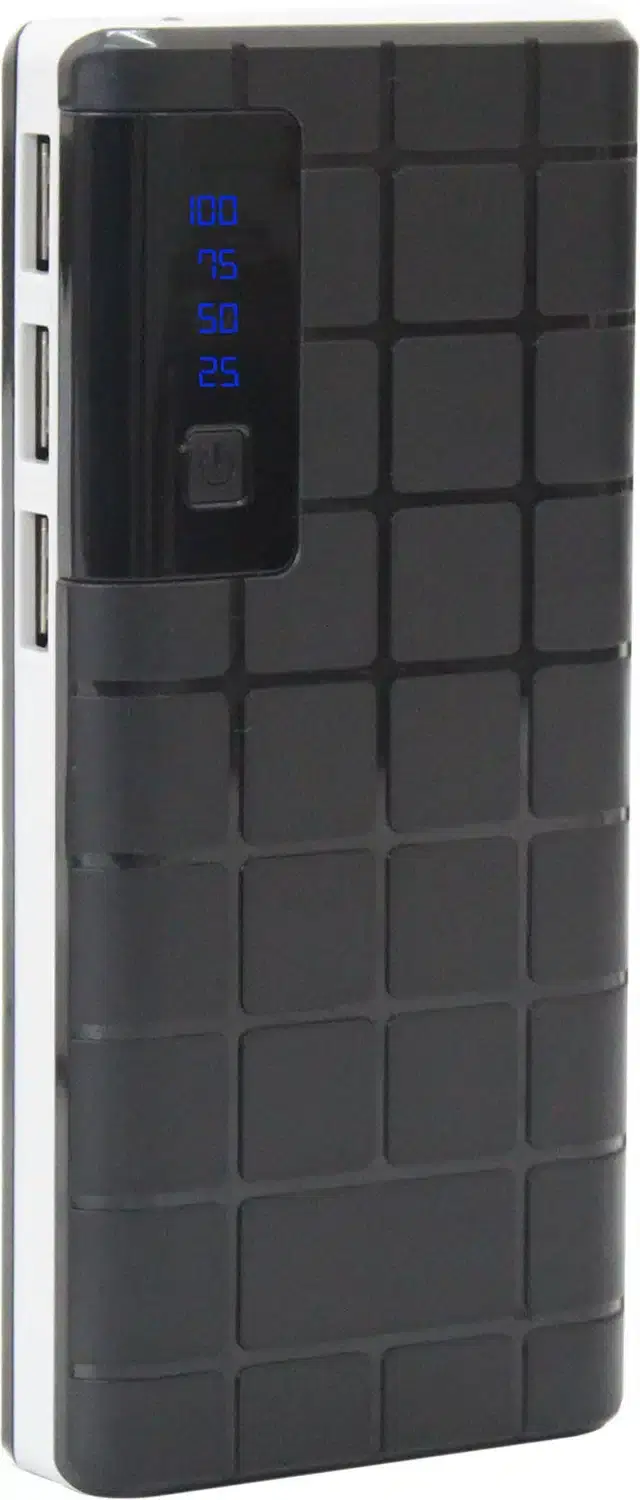 Portable Inbuilt Cables Power Bank, White & Black, 20000 mah