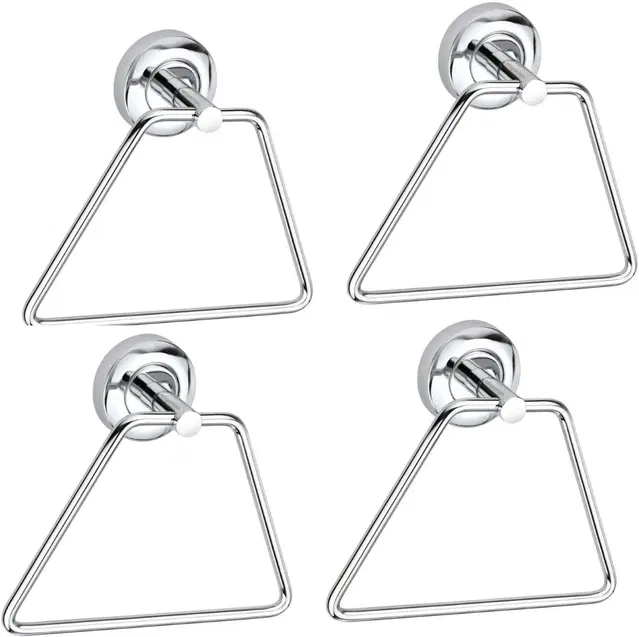 Stainless Steel Multipurpose Towel Ring with Wall Flange, Silver, Set of 4